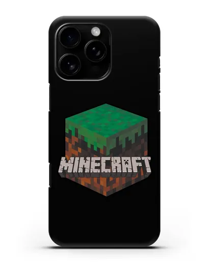 Чехол с логотипом Minecraft силиконовый для iPhone 16 Pro Max