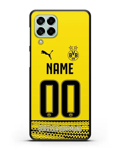 Именной чехол ФК Боруссия Дортмунд с фамилией и номером желтая форма силиконовый для Samsung Galaxy M53 [SM-M536]