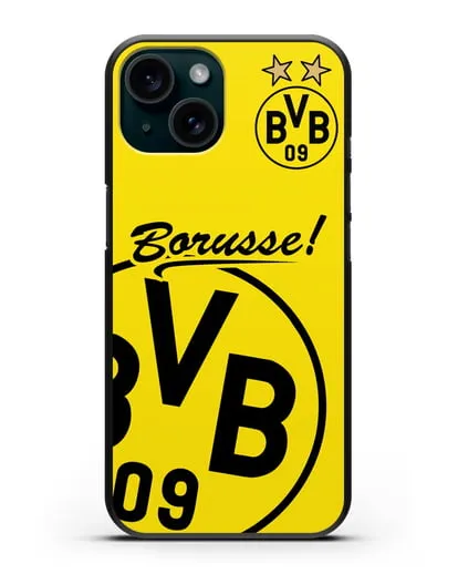 Чехол с эмблемой ФК Боруссия Дортмунд силиконовый для iPhone 15