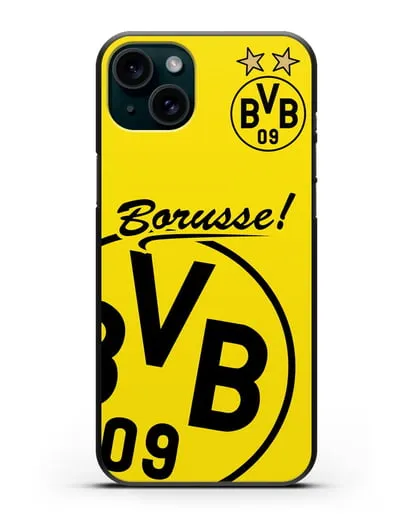 Чехол с эмблемой ФК Боруссия Дортмунд силиконовый для iPhone 15 Plus
