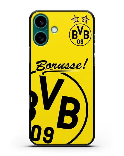 Чехол с эмблемой ФК Боруссия Дортмунд силиконовый для iPhone 16 Plus