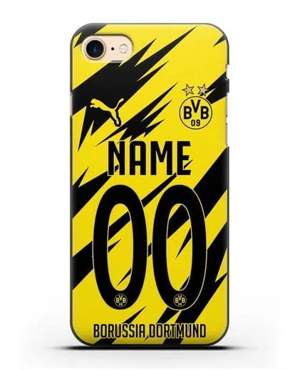 Именной чехол ФК Боруссия Дортмунд с фамилией и номером (сезон 2020-2021) домашняя форма силиконовый для iPhone 7