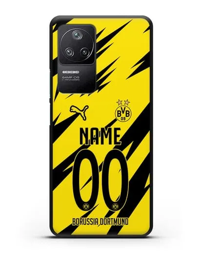 Именной чехол ФК Боруссия Дортмунд с фамилией и номером (сезон 2020-2021) домашняя форма силиконовый для Xiaomi Poco F4