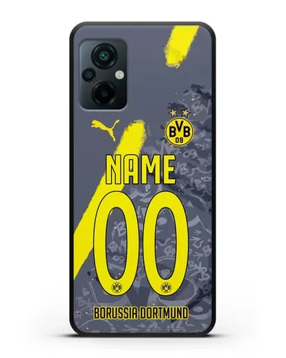 Именной чехол ФК Боруссия Дортмунд с фамилией и номером (сезон 2020-2021) гостевая форма силиконовый для Xiaomi Poco M5