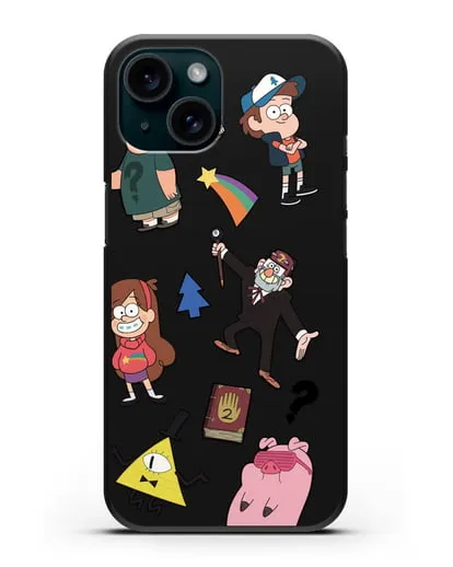 Чехол Стикеры Гравити Фолз силиконовый для iPhone 15
