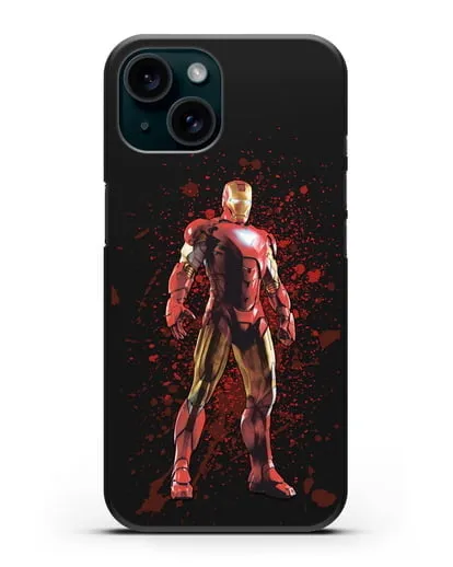 Чехол с иллюстрацией Железный человек силиконовый для iPhone 15