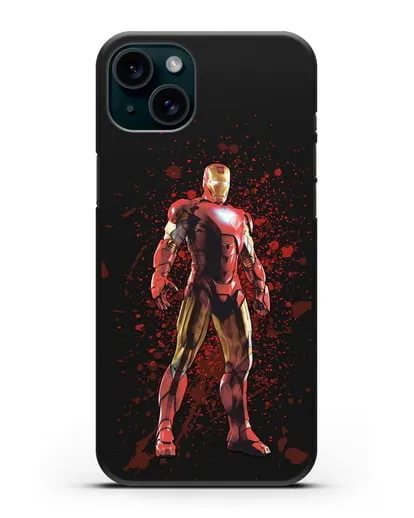 Чехол с иллюстрацией Железный человек силиконовый для iPhone 15 Plus