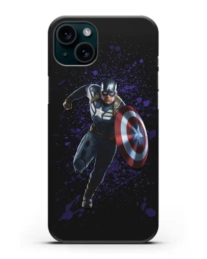 Чехол с иллюстрацией Капитан Америка силиконовый для iPhone 15 Plus