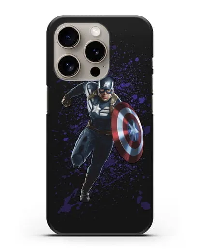 Чехол с иллюстрацией Капитан Америка силиконовый для iPhone 15 Pro
