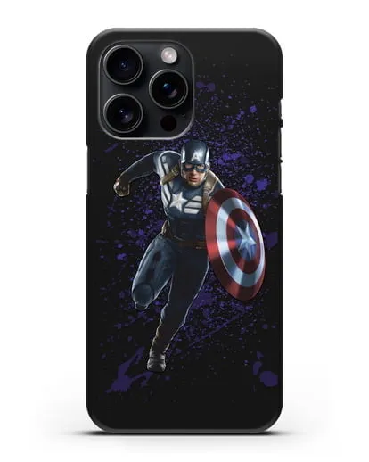Чехол с иллюстрацией Капитан Америка силиконовый для iPhone 15 Pro Max