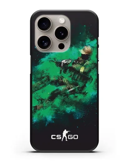 Чехол Counter-Strike GO террорист силиконовый для iPhone 15 Pro