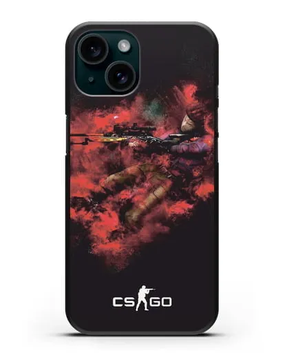 Чехол CS GO снайпер спецназ силиконовый для iPhone 15
