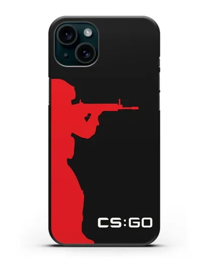 Чехол с силуэтом бойца спецназа CS GO силиконовый для iPhone 15 Plus