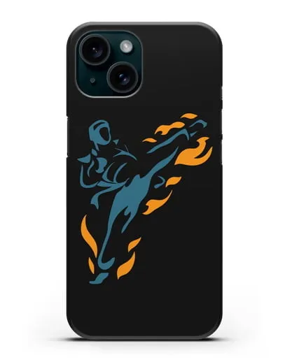 Чехол Боец каратэ силиконовый для iPhone 15