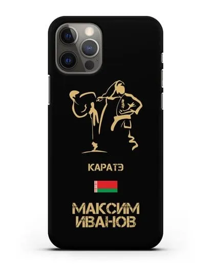 Именной чехол Каратэ с фамилией и именем силиконовый для iPhone 12 Pro