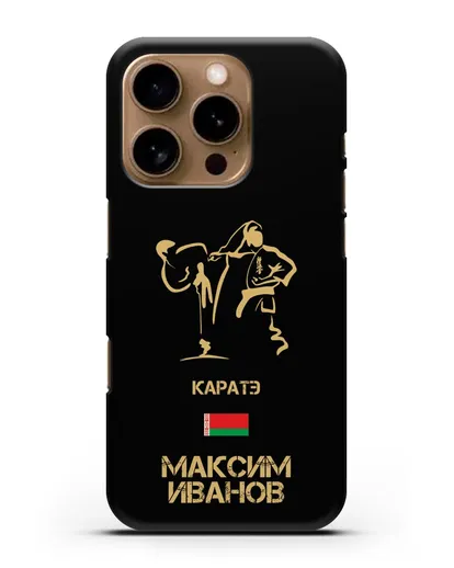 Именной чехол Каратэ с фамилией и именем силиконовый для iPhone 16 Pro