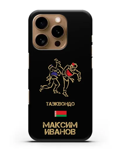 Именной чехол Таэквондо с фамилией и именем силиконовый для iPhone 16 Pro