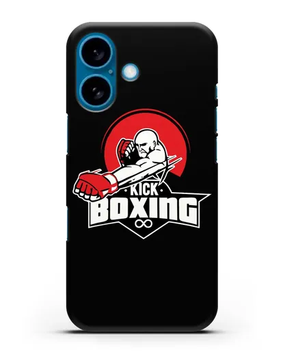 Чехол с изображением бойца и надписью Kick Boxing силиконовый для iPhone 16