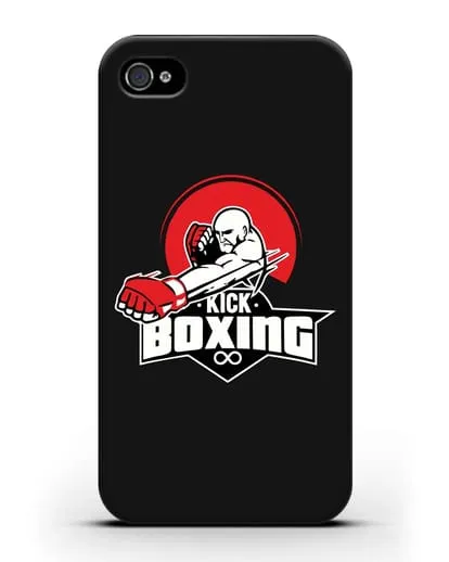 Чехол с изображением бойца и надписью Kick Boxing силиконовый для iPhone 4/4s
