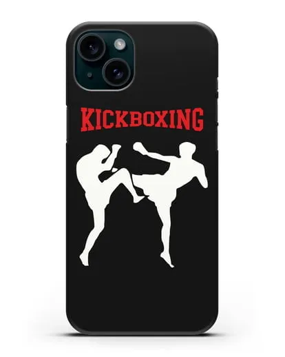 Чехол с изображением бойцов и надписью Kickboxing силиконовый для iPhone 15 Plus