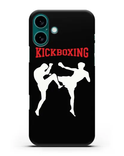 Чехол с изображением бойцов и надписью Kickboxing силиконовый для iPhone 16 Plus