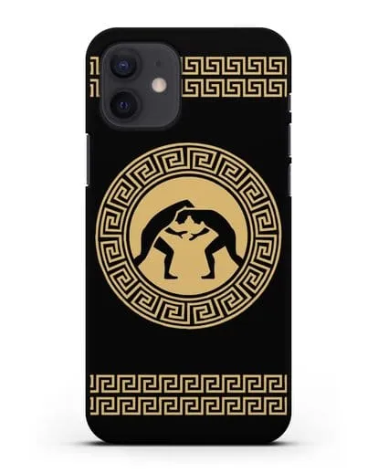 Чехол с борцами в греческом стиле силиконовый для iPhone 12