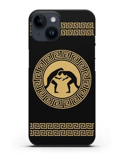 Чехол с борцами в греческом стиле силиконовый для iPhone 14