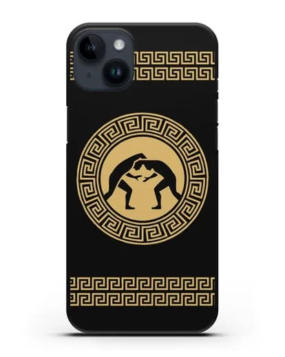 Чехол с борцами в греческом стиле силиконовый для iPhone 14 Plus