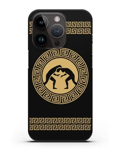 Чехол с борцами в греческом стиле силиконовый для iPhone 14 Pro