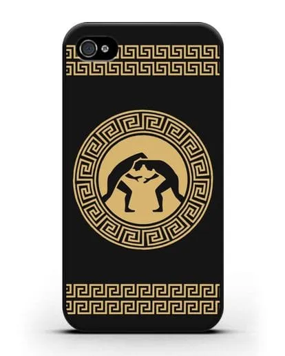 Чехол с борцами в греческом стиле силиконовый для iPhone 4/4s