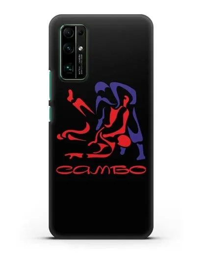 Чехол с красно-синей эмблемой Самбо силиконовый для Honor 30