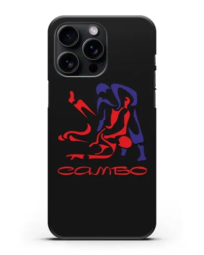 Чехол с красно-синей эмблемой Самбо силиконовый для iPhone 15 Pro Max