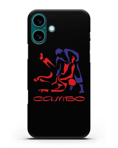 Чехол с красно-синей эмблемой Самбо силиконовый для iPhone 16 Plus
