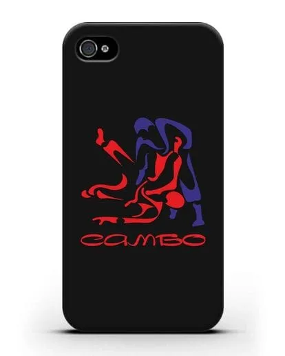 Чехол с красно-синей эмблемой Самбо силиконовый для iPhone 4/4s
