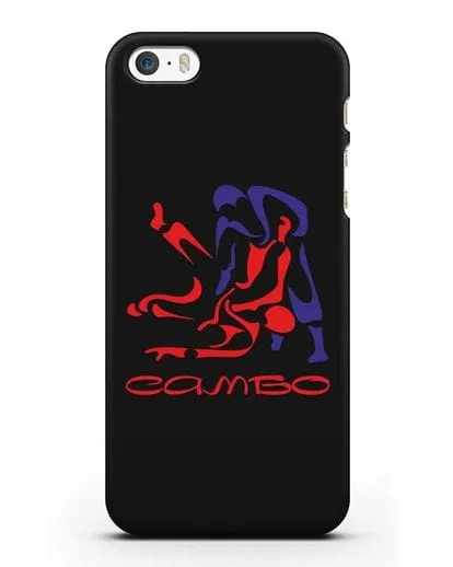 Чехол с красно-синей эмблемой Самбо силиконовый для iPhone 5/5s/SE