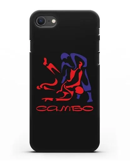 Чехол с красно-синей эмблемой Самбо силиконовый для iPhone SE 2020
