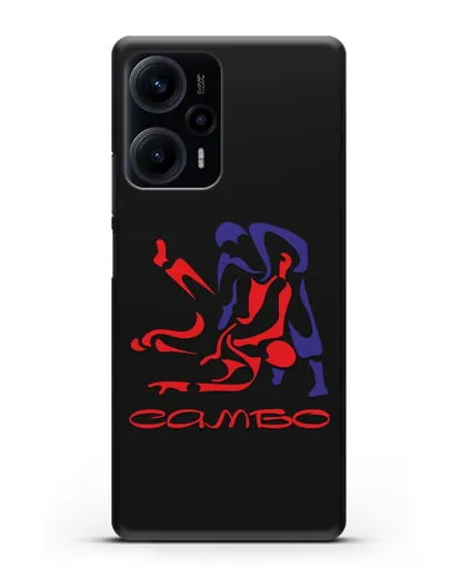 Чехол с красно-синей эмблемой Самбо силиконовый для Xiaomi Poco F5