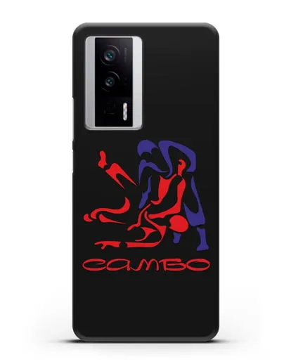 Чехол с красно-синей эмблемой Самбо силиконовый для Xiaomi Poco F5 Pro