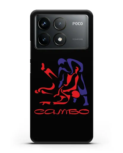 Чехол с красно-синей эмблемой Самбо силиконовый для Xiaomi Poco F6 Pro