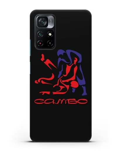 Чехол с красно-синей эмблемой Самбо силиконовый для Xiaomi Poco M4 Pro 5G
