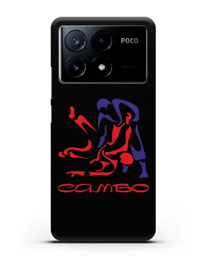 Чехол с красно-синей эмблемой Самбо силиконовый для Xiaomi Poco X6 Pro