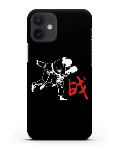 Чехол с борцами Дзюдо и красным иероглифом силиконовый для iPhone 12 mini