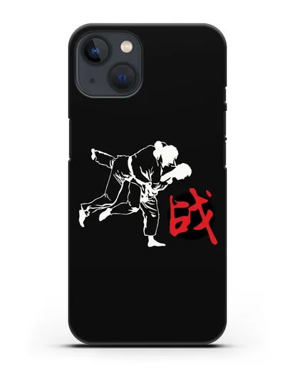 Чехол с борцами Дзюдо и красным иероглифом силиконовый для iPhone 13 Mini