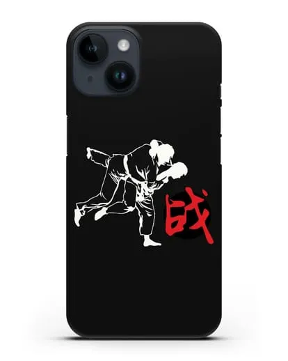 Чехол с борцами Дзюдо и красным иероглифом силиконовый для iPhone 14