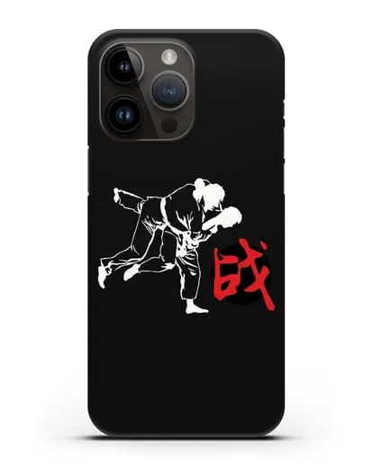 Чехол с борцами Дзюдо и красным иероглифом силиконовый для iPhone 14 Pro Max