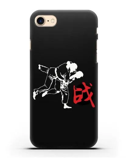 Чехол с борцами Дзюдо и красным иероглифом силиконовый для iPhone 8