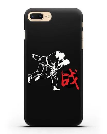 Чехол с борцами Дзюдо и красным иероглифом силиконовый для iPhone 8 Plus