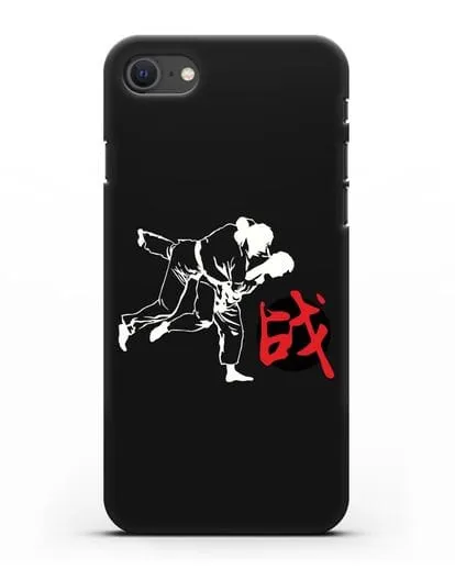 Чехол с борцами Дзюдо и красным иероглифом силиконовый для iPhone SE 2020
