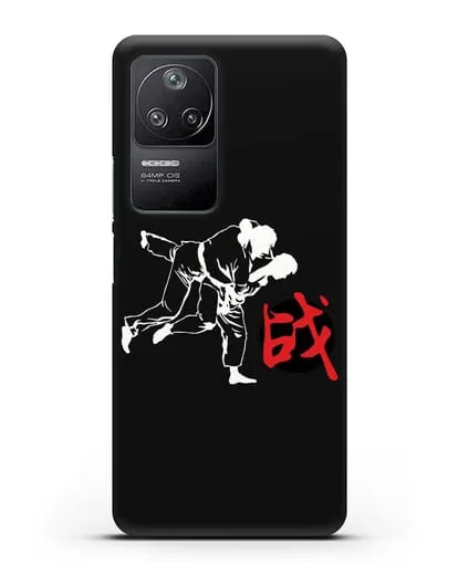 Чехол с борцами Дзюдо и красным иероглифом силиконовый для Xiaomi Poco F4