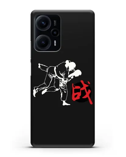 Чехол с борцами Дзюдо и красным иероглифом силиконовый для Xiaomi Poco F5